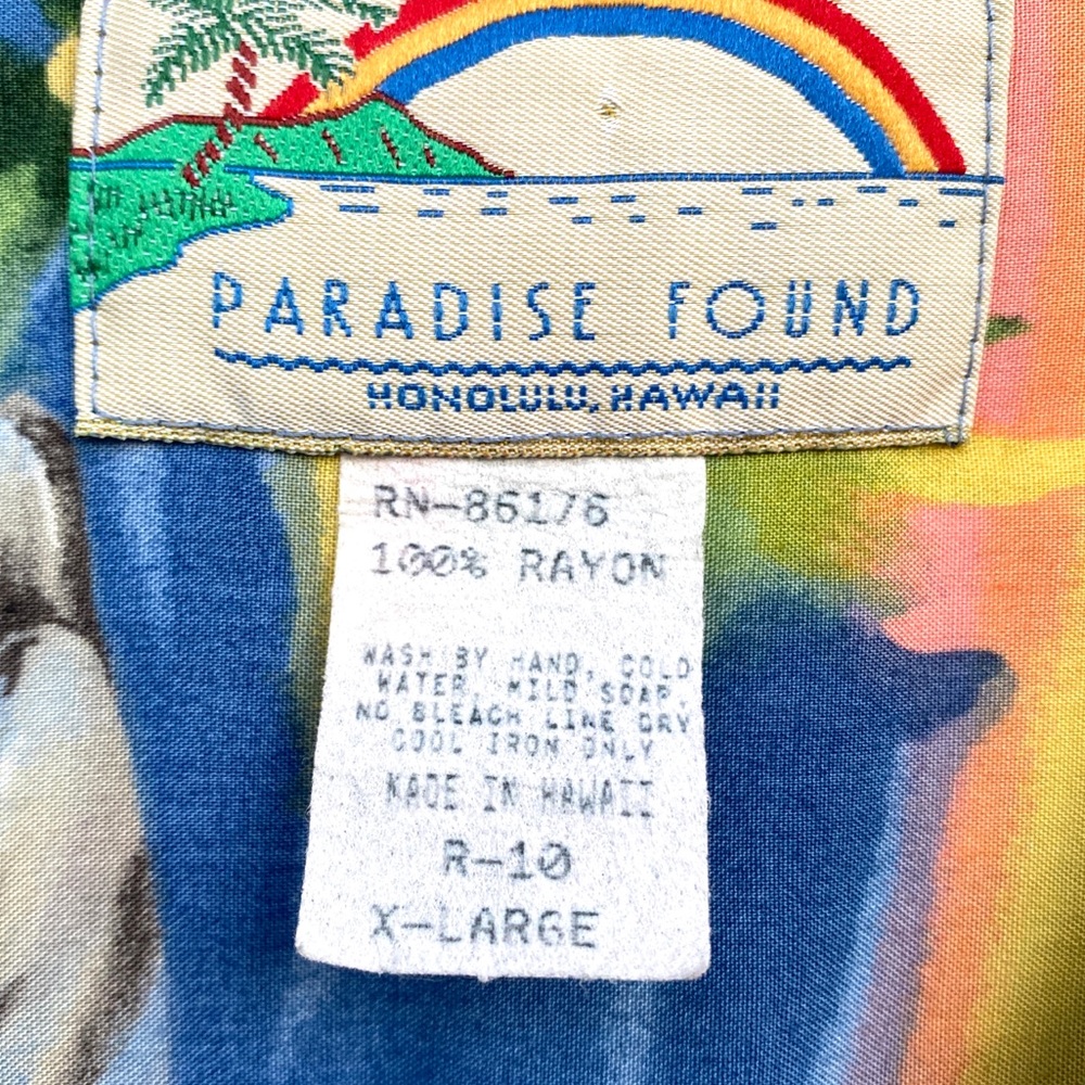 Paradise Found vintage Hawaiian shirt mens FLORIDA print tropical state floral - Picture 5 of 7